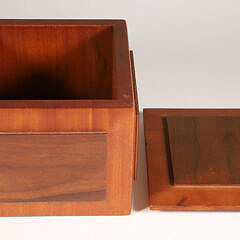 Contemporary Carved Tropical Hardwood Lift Top Cube Form Box