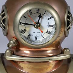 Brass and Copper Diver’s Helmet Quartz Ship’s Clock