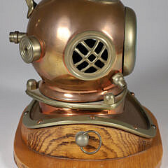 Brass and Copper Diver’s Helmet Quartz Ship’s Clock