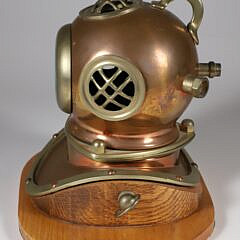 Brass and Copper Diver’s Helmet Quartz Ship’s Clock