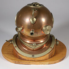 Brass and Copper Diver’s Helmet Quartz Ship’s Clock