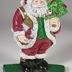 Painted Cast Iron Santa Claus Doorstop