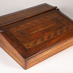 Mahogany and Multi-Wood Inlaid Slope Front Lap Desk, 19th Century