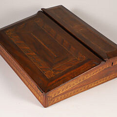 Mahogany and Multi-Wood Inlaid Slope Front Lap Desk, 19th Century
