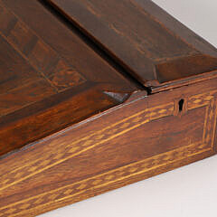 Mahogany and Multi-Wood Inlaid Slope Front Lap Desk, 19th Century