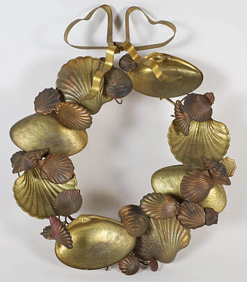 Vintage Brass and Copper Shell Wreath