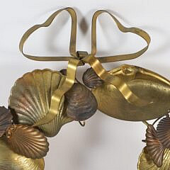 Vintage Brass and Copper Shell Wreath