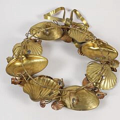 Vintage Brass and Copper Shell Wreath