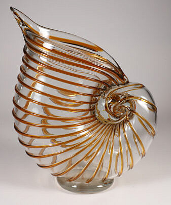  Art Glass Nautilus Form Vase
