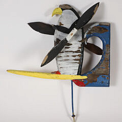 Vintage Folk Art Carved and Painted Penguin Whirligig
