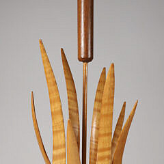 Folk Art Tiger Maple Sculpture of Cattail and Reeds
