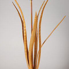 Folk Art Tiger Maple Sculpture of Cattail and Reeds