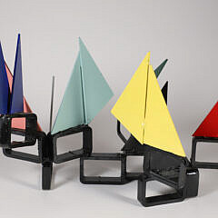 Folk Art Cast Iron Metal Work "Rainbow Fleet" Sculpture