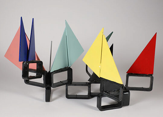 Folk Art Cast Iron Metal Work "Rainbow Fleet" Sculpture