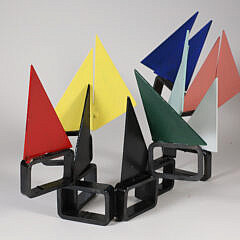 Folk Art Cast Iron Metal Work “Rainbow Fleet” Sculpture