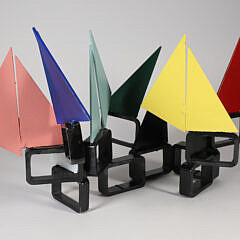 Folk Art Cast Iron Metal Work “Rainbow Fleet” Sculpture