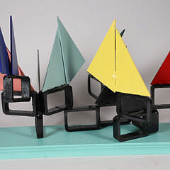 Folk Art Cast Iron Metal Work “Rainbow Fleet” Sculpture