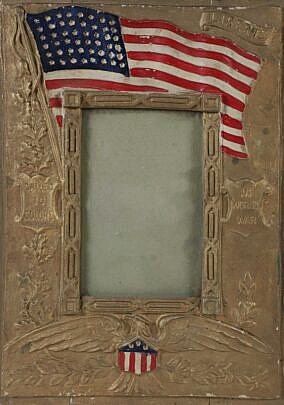Vintage Patriotic Picture Frame with American Flag