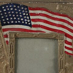 Vintage Patriotic Picture Frame with American Flag and Spread Winged Eagle
