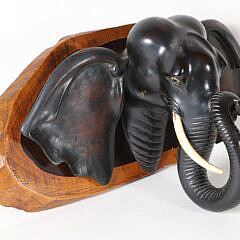 Carved Ebony Elephant Trophy Bust