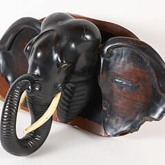 Carved Ebony Elephant Trophy Bust