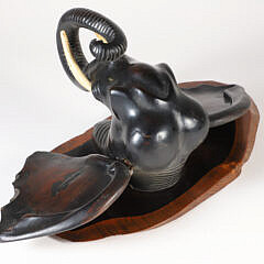 Carved Ebony Elephant Trophy Bust