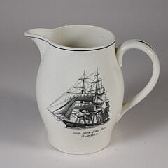 English Spode Clipper Ship Decorated Jug, "Brig Sygnet of Salem, Built 1822"