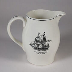 English Spode Clipper Ship Decorated Jug, “Brig Sygnet of Salem, Built 1822”