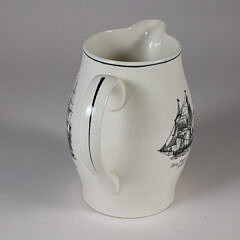 English Spode Clipper Ship Decorated Jug, “Brig Sygnet of Salem, Built 1822”