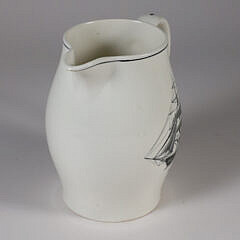 English Spode Clipper Ship Decorated Jug, “Brig Sygnet of Salem, Built 1822”