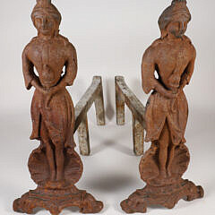 Pair of Cast Iron Female Figural Andirons