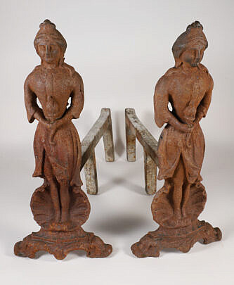 Pair of Cast Iron Female Figural Andirons