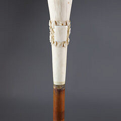 Relief Carved Roses and Crest Grip Walking Stick, 19th Century