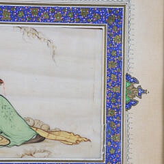 Vintage Persian Gouache on Bone Painting of a Couple