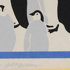 Folk Art Silk Screen “Emperor Penguins”