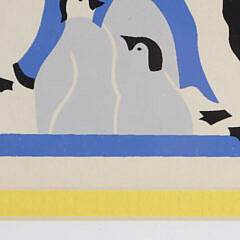 Folk Art Silk Screen “Emperor Penguins”