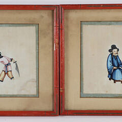 Pair of Antique Chinese Rice Pith Paper Paintings