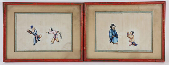 Pair of Antique Chinese Rice Pith Paper Paintings
