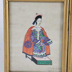 Pair of Antique Chinese Watercolors on Pith Rice Paper “Emperor and Empress”