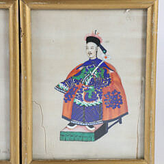 Pair of Antique Chinese Watercolors on Pith Rice Paper “Emperor and Empress”