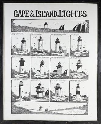 "Cape and Islands Lights" Lighthouse Poster, Ed. #944/2500