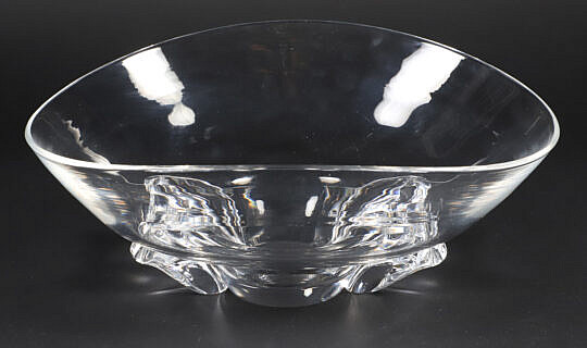 Signed Steuben Clear Glass Centerpiece Bowl