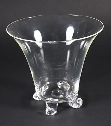Signed Steuben Clear Glass Footed Vase