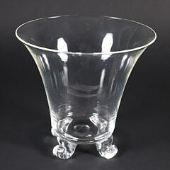 Signed Steuben Clear Glass Footed Bouquet Vase