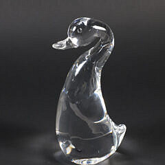 Signed Steuben Clear Glass Duck