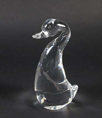 Signed Steuben Clear Glass Duck