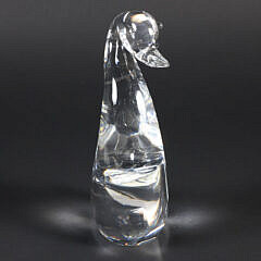 Signed Steuben Clear Glass Duck