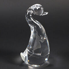 Signed Steuben Clear Glass Duck
