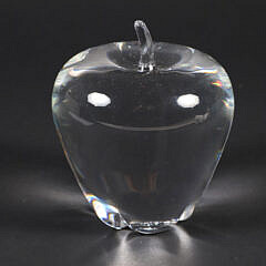 Signed Steuben Clear Glass Apple