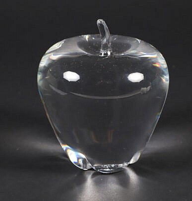 Signed Steuben Clear Glass Apple